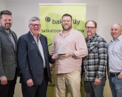 Large Business of the Year- Credence Construction: Darcy Spilchen (2nd from L) of Baker Tilly, presented the Large Business of the Year Award to Credence Construction.  Accepting the Award were Dustin Brears (L), Francis Ostapovich, Jason Borys and Jodan Bugg.